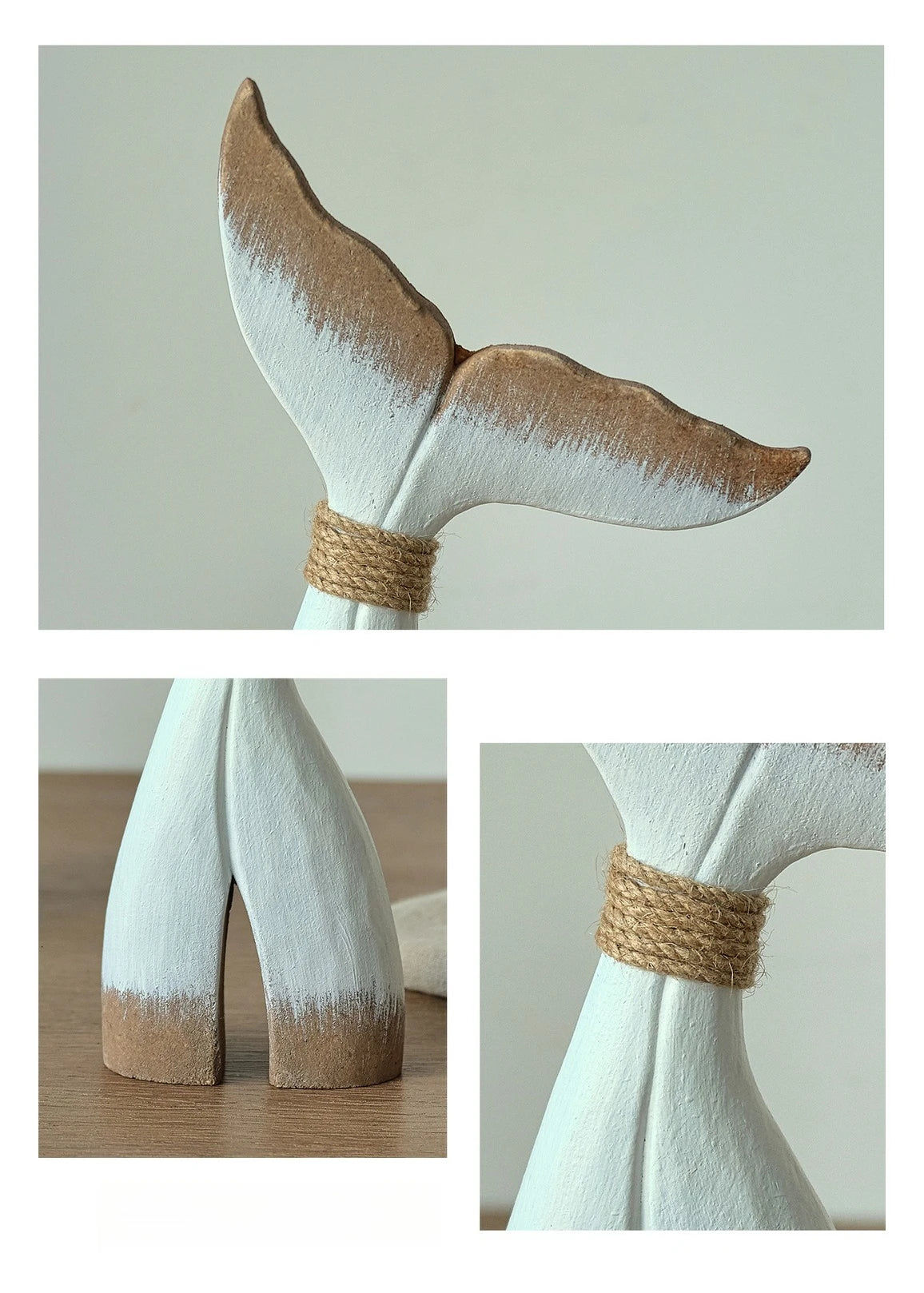 Mediterranean Wooden Whale Tail Decor