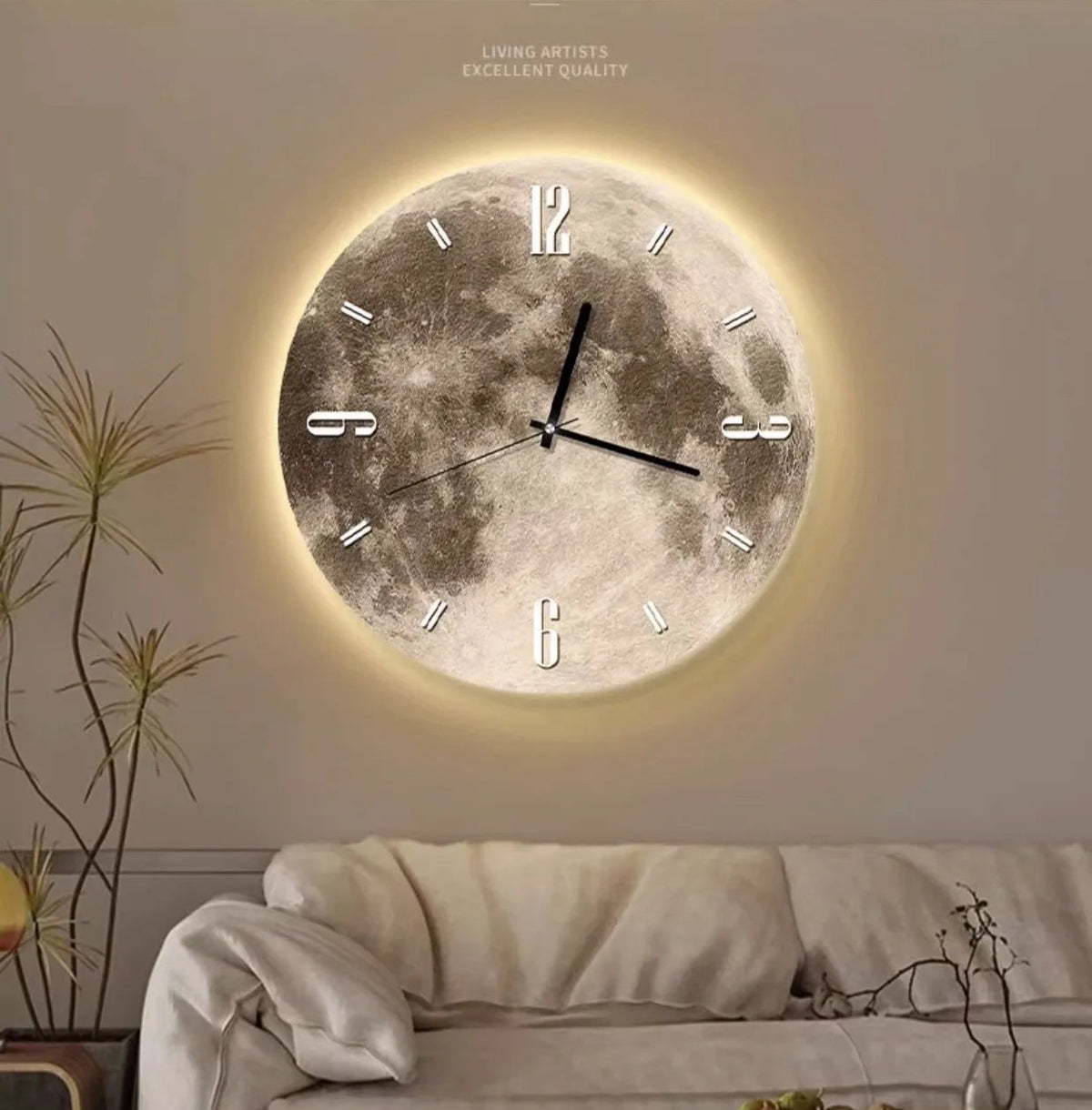 LunaGlow 20-Inch LED Moon Wall Clock