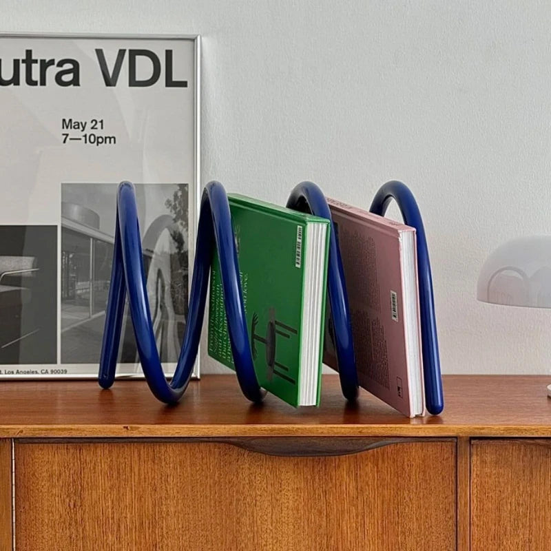 Modern Nordic Metal Book & Magazine Organizer