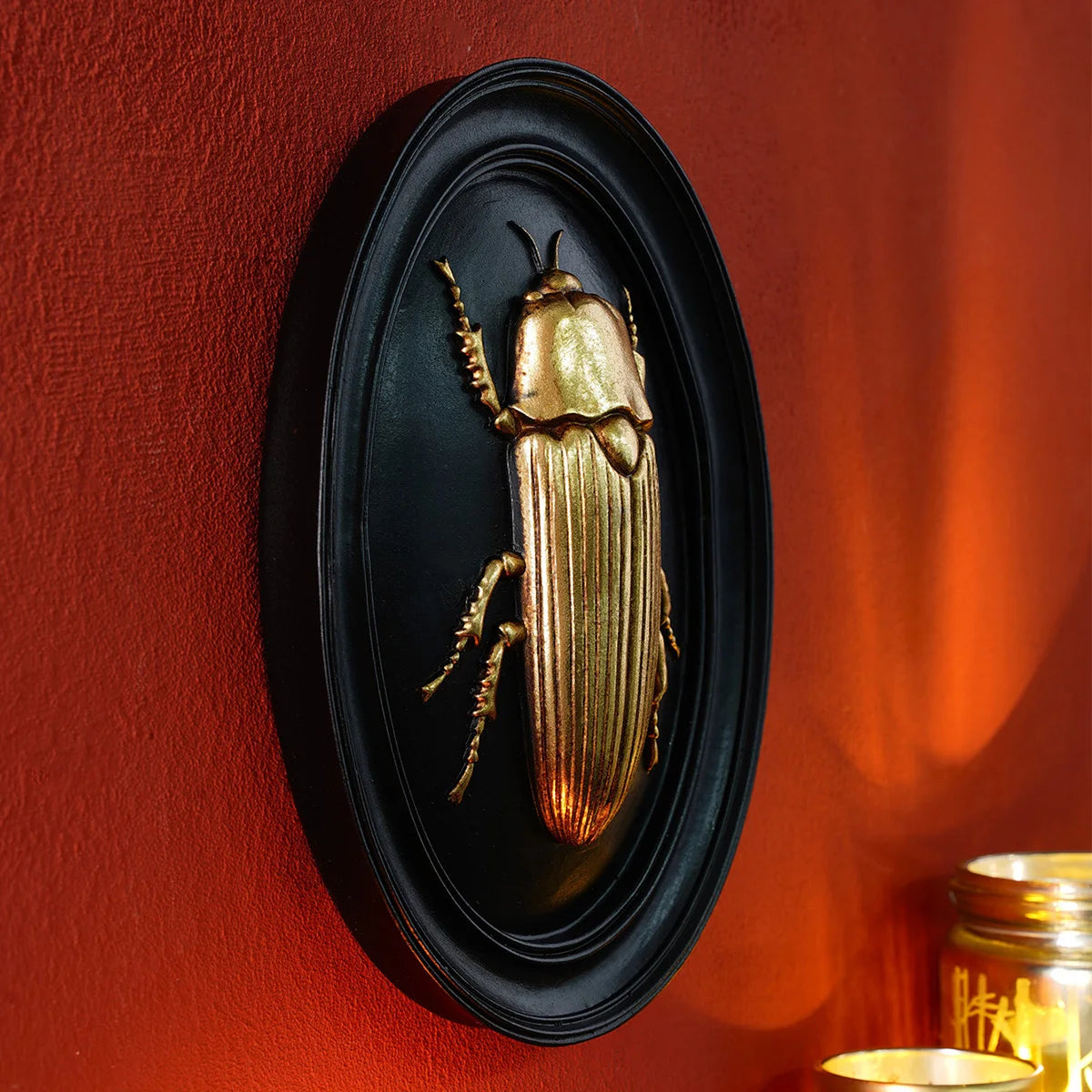 Golden Beetle Resin Wall Decor- Insect Themed Accent