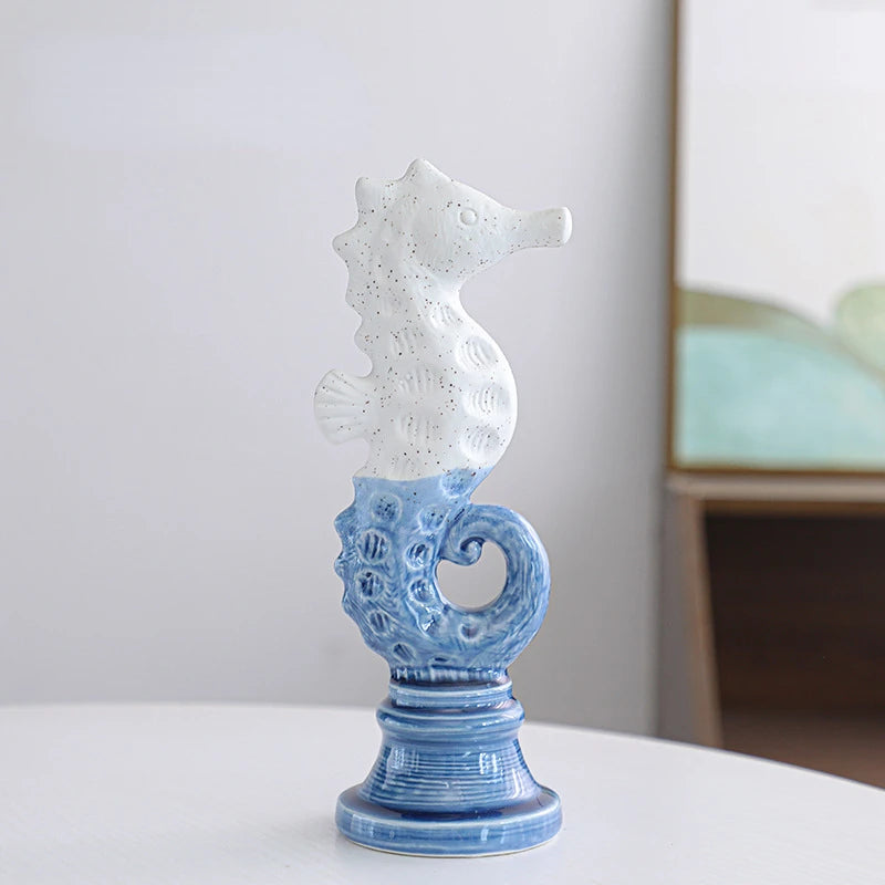 Resin Seahorse Chess Piece Statue