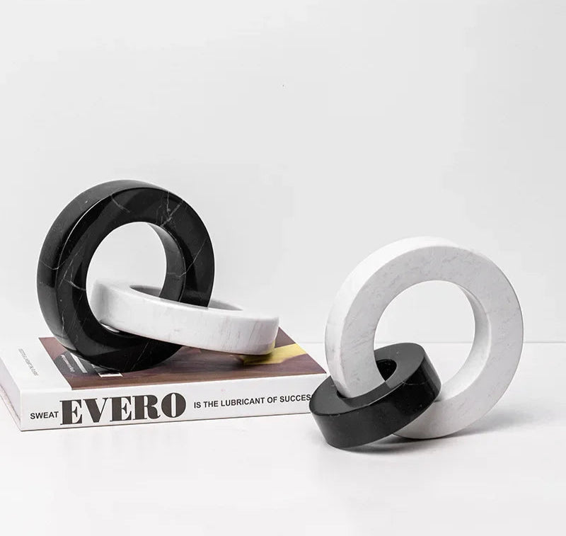 Modern Ceramic Interlocking Ring Sculpture