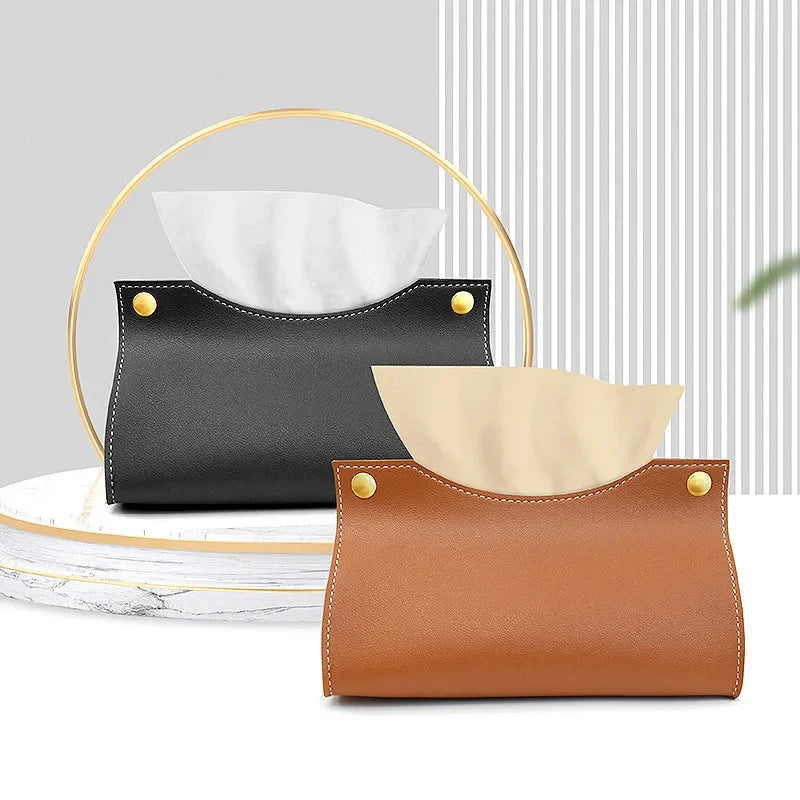 Premium PU Leather Tissue Box Holder for Home, Car &amp; Office