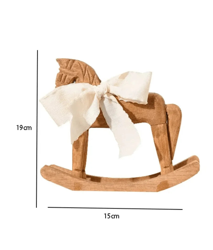 Hand-Carved Heirloom Wooden Rocking Horse Decor