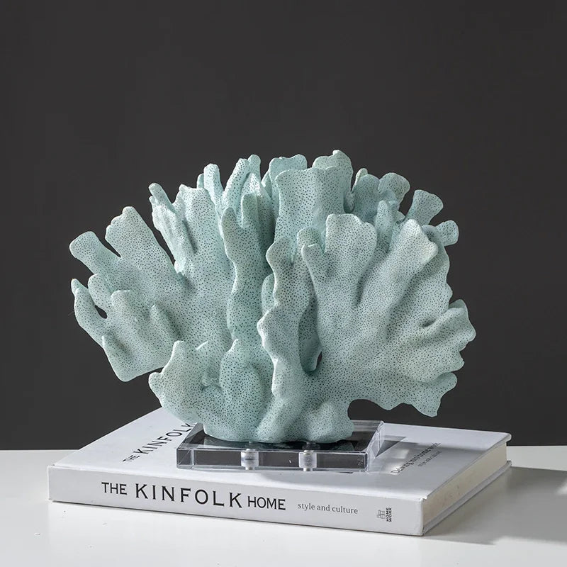 Decorative Faux Coral Sculpture on Crystal Base
