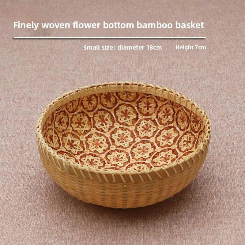 Round Hand-Woven Bamboo Storage Basket