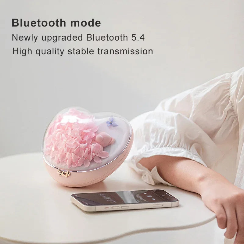 Romantic Heart Shaped Bluetooth Speaker with Eternal Flowers