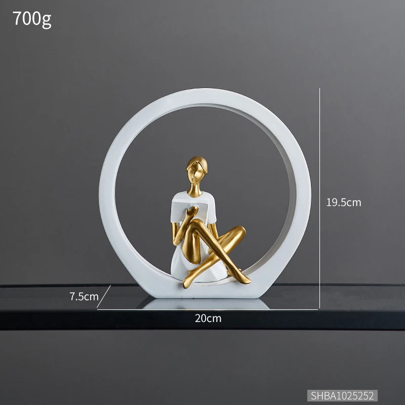 Modern Resin Reading Girl Sculpture