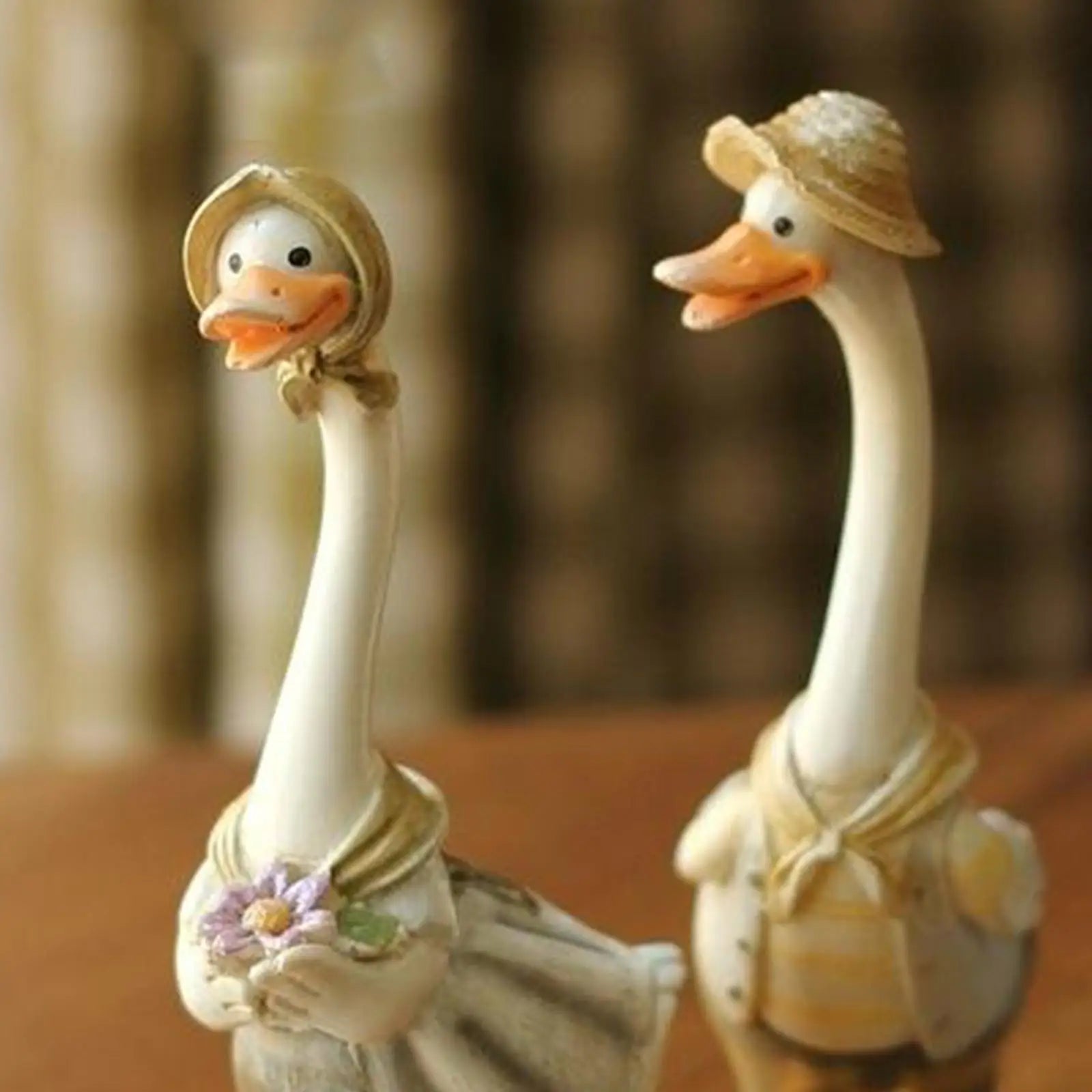 2-Piece Resin Duck Figurine Set – Miniature Duck Decor