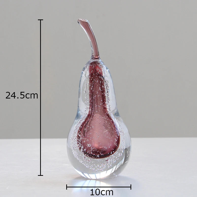 Bubble Glass Apple and Pear Statue - Aesthetic Fruit Desk Decoration