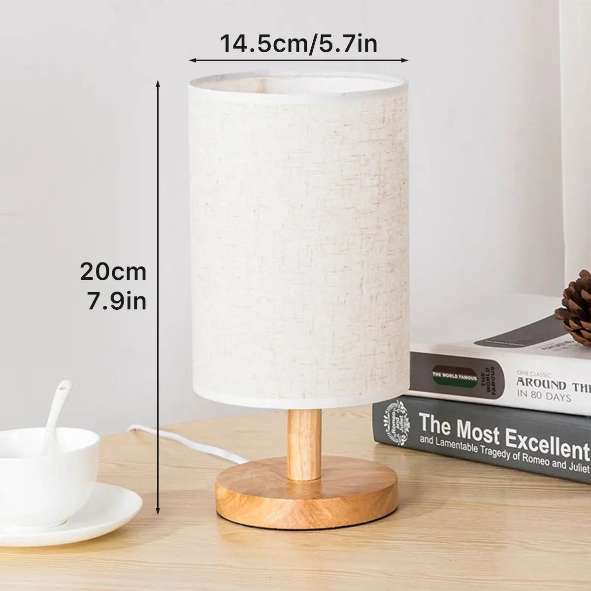 AuraGlow Wooden USB Table Lamp