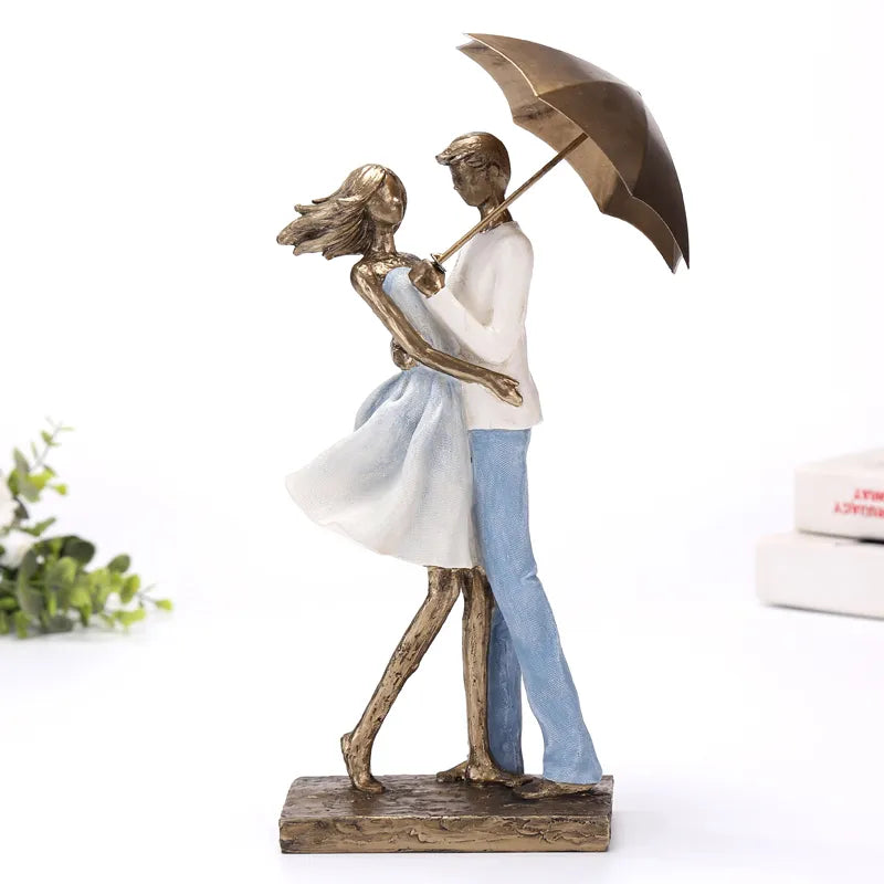 Abstract Metal Umbrella Couple Statue