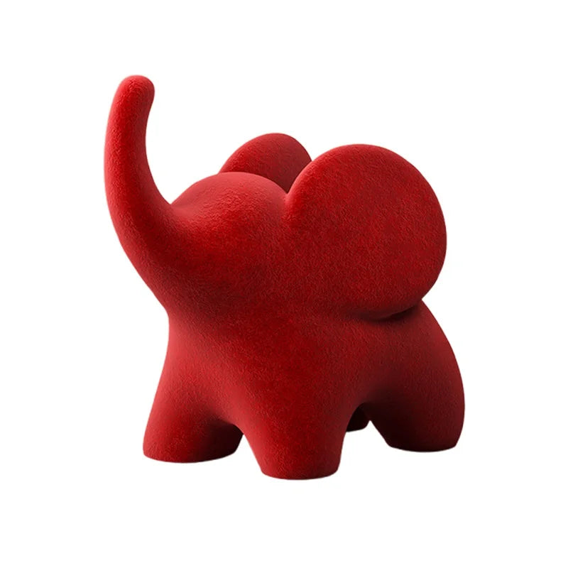 Flocked Elephant Figurines
