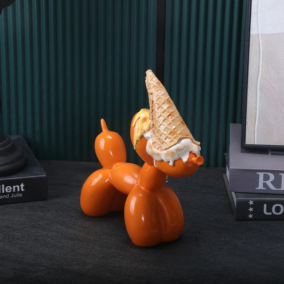 Balloon Dog Resin Sculpture with Ice Cream Cone &amp; Birthday Cake
