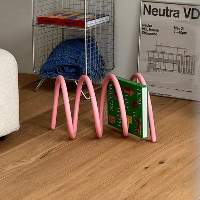 Modern Nordic Metal Book & Magazine Organizer