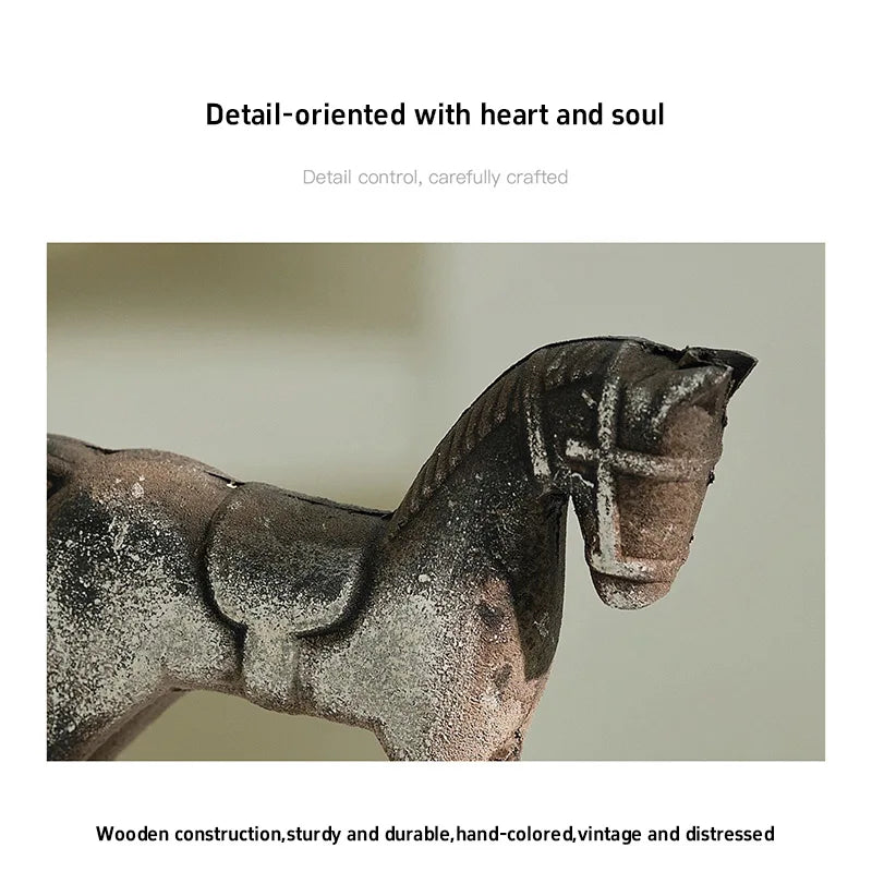 Hand-Finished Retro Wooden Rocking Horse Decor