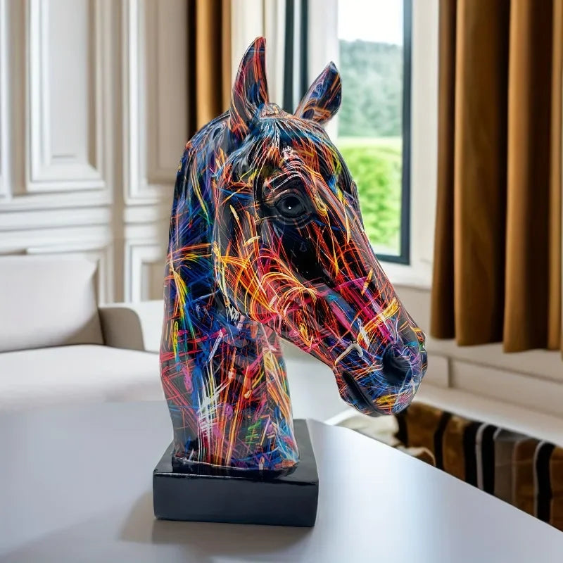 Graffiti Horse Head Figurine