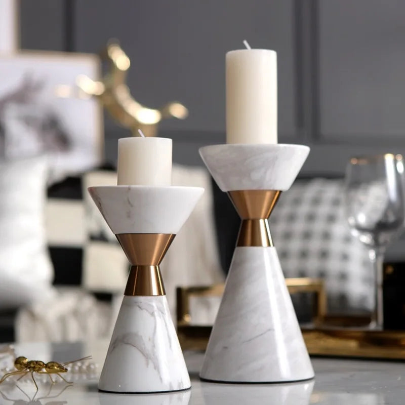 Modern Geometric Marble Candle Holder