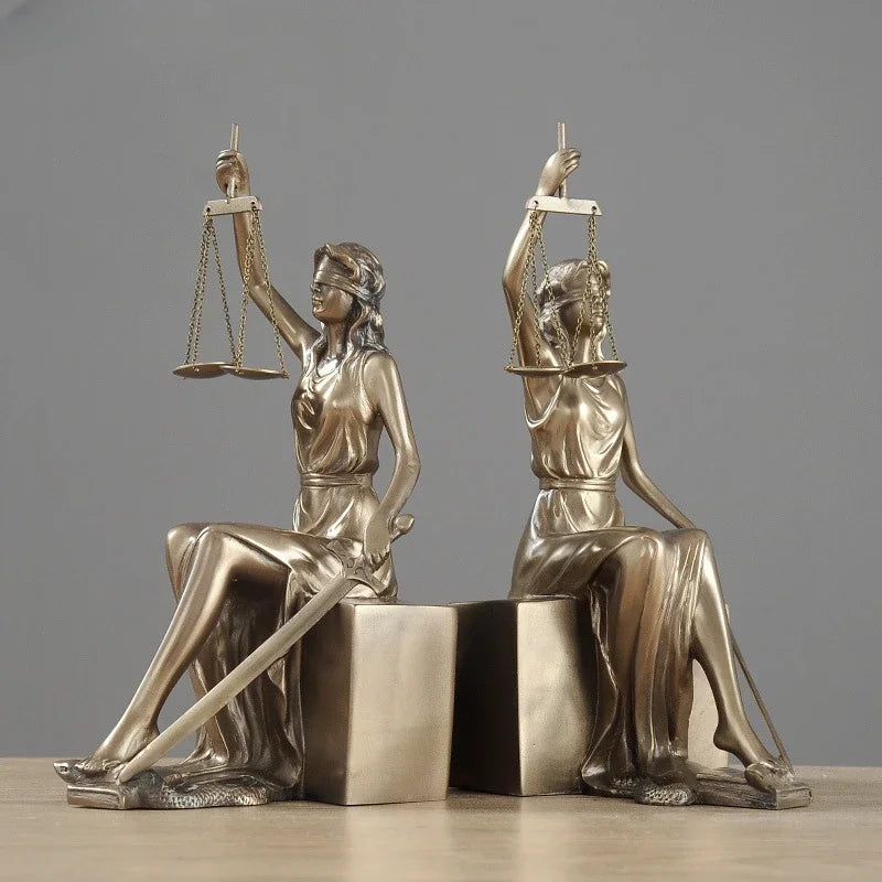 European Antique Justice Goddess Bookends