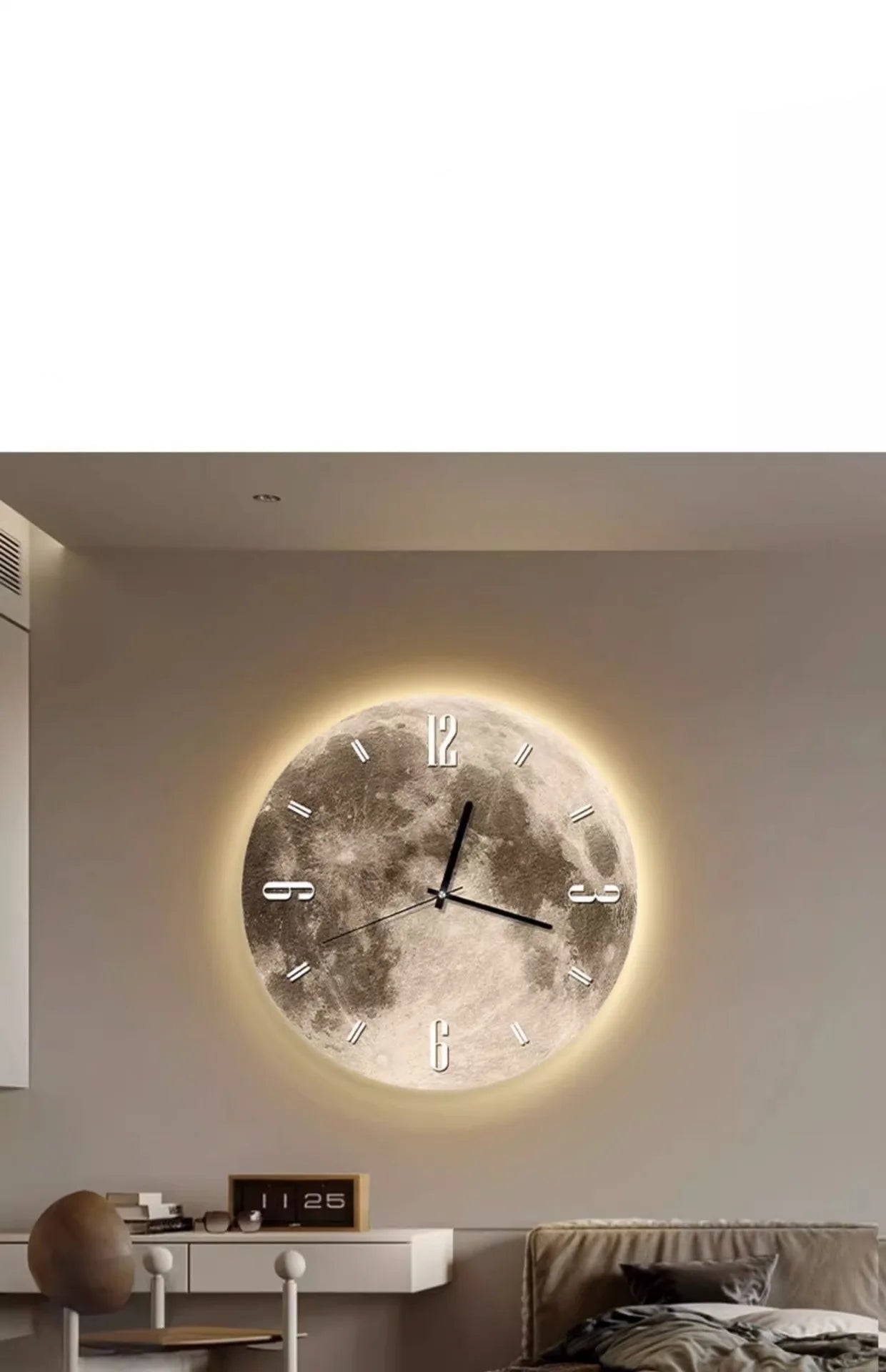 LunaGlow 20-Inch LED Moon Wall Clock