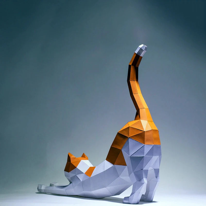 DIY Stretched Cat Paper Sculpture