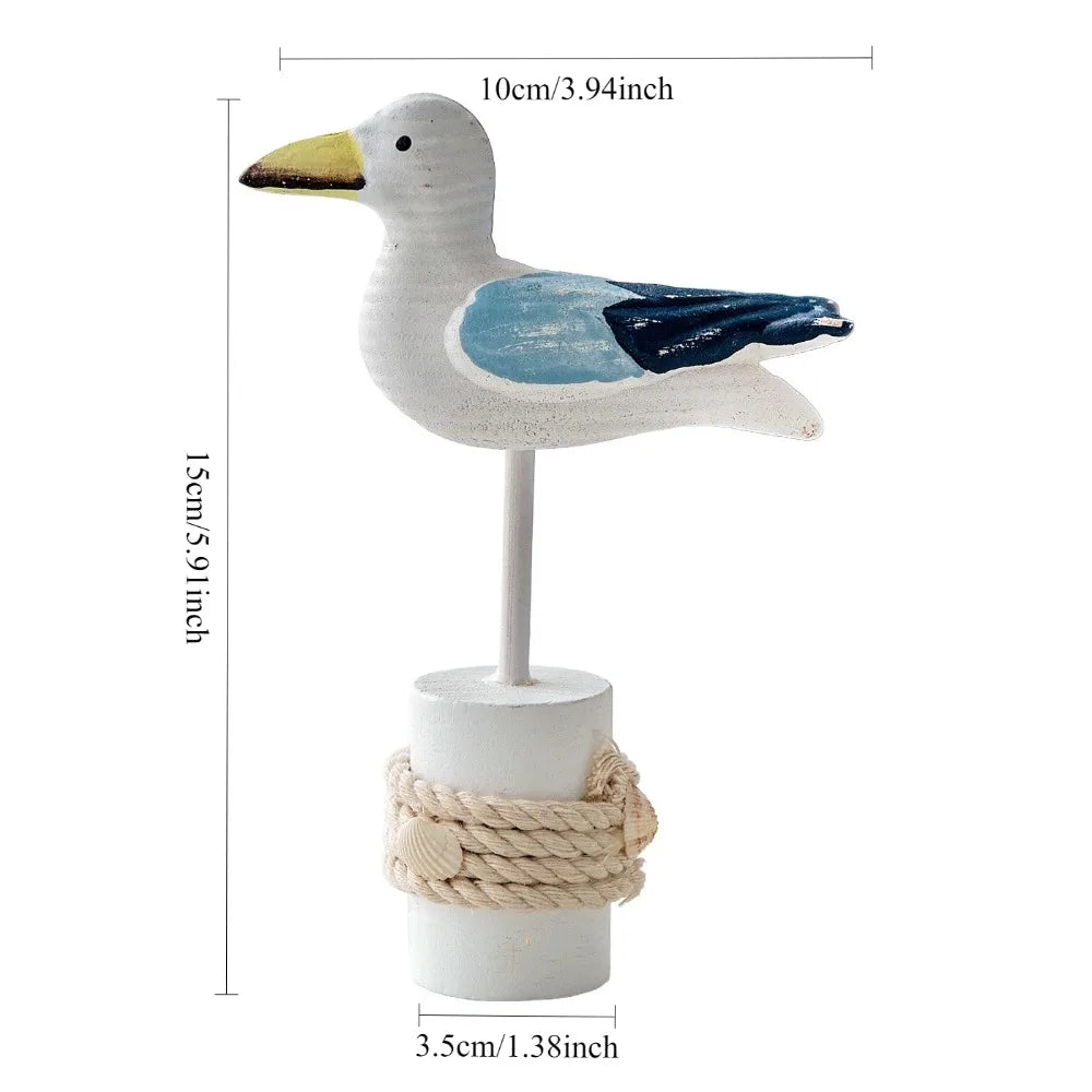 Hand-Carved Wooden Seagull Figurine