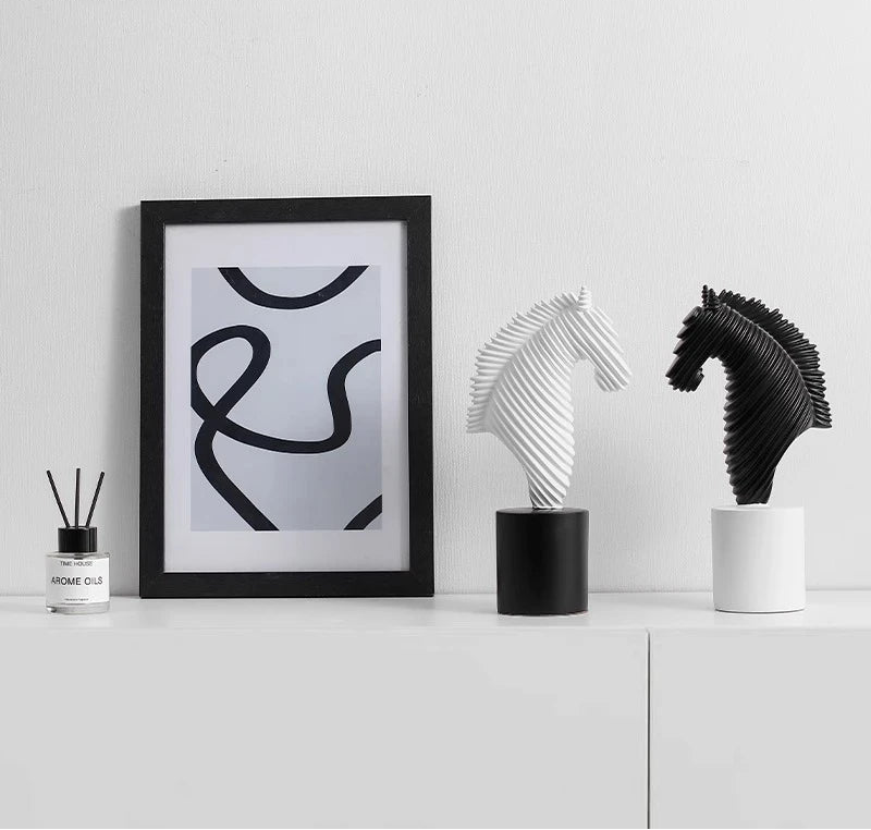 Abstract Striped Horse Head Statue