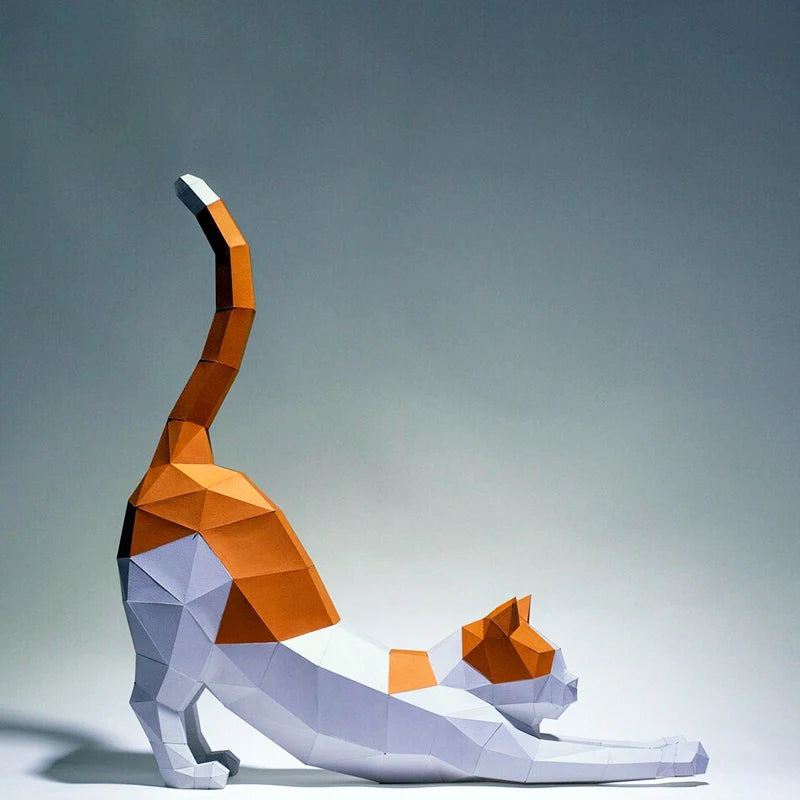 DIY Stretched Cat Paper Sculpture