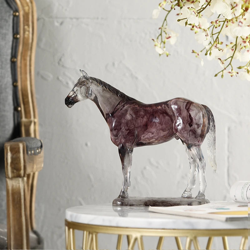 Nordic Crystal Resin Horse Sculpture