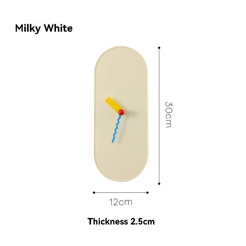 Nordic Dopamine Minimalist Oval Wall Clock | Silent Battery-Powered Home Decor