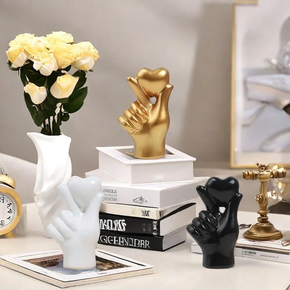 Modern Heart Hand Gesture Sculpture