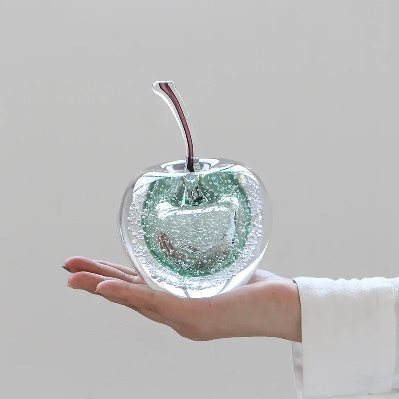 Bubble Glass Apple and Pear Statue - Aesthetic Fruit Desk Decoration