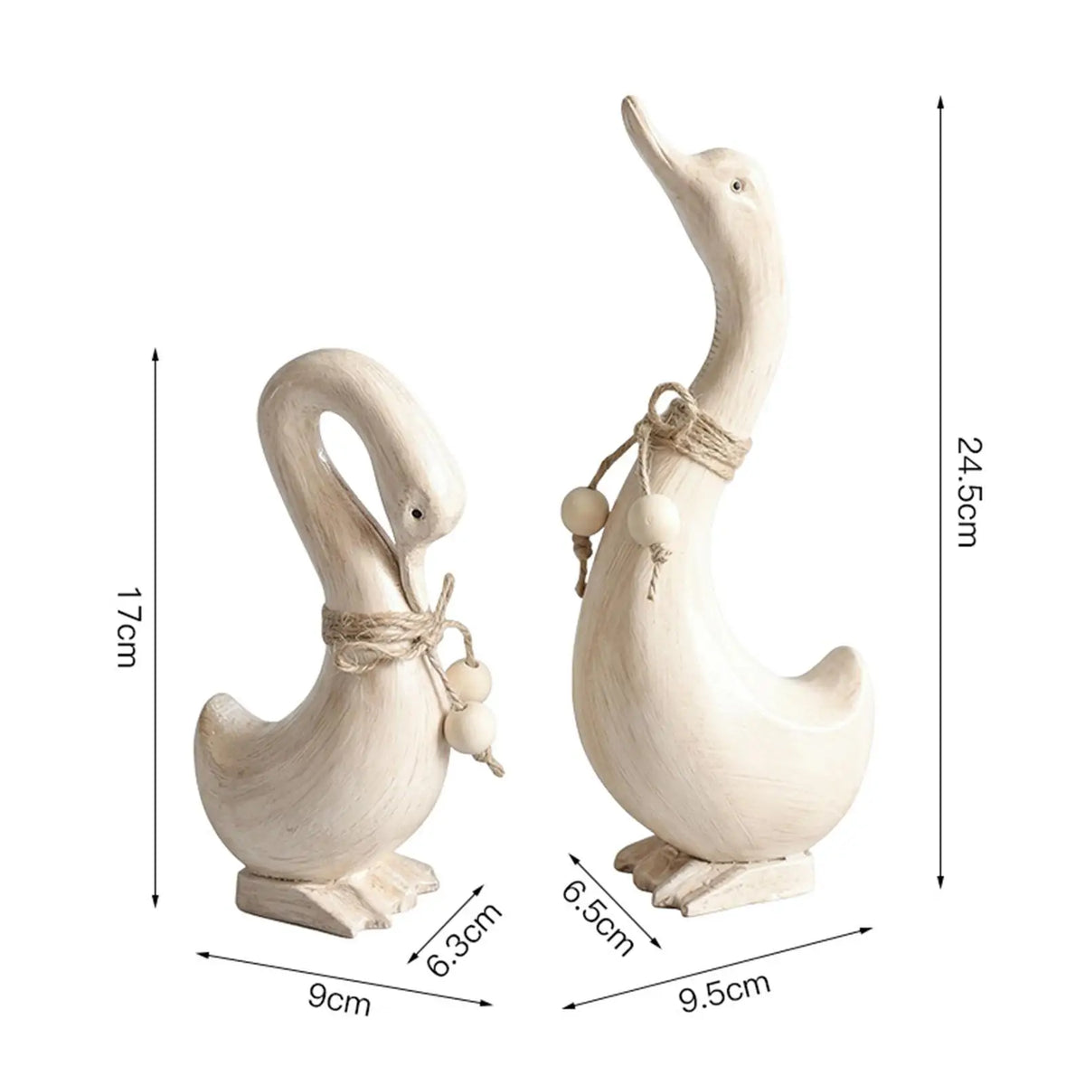 Rustic Wooden Duck Figurine Set