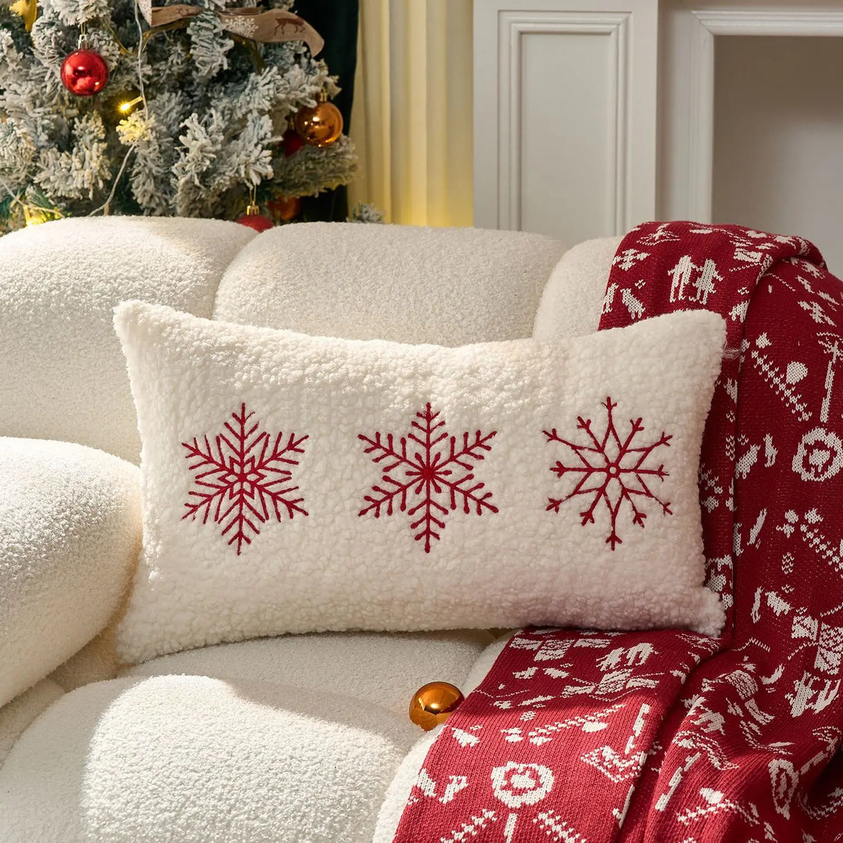 Christmas Embroidered Throw Pillow Cover – Festive Holiday Designs
