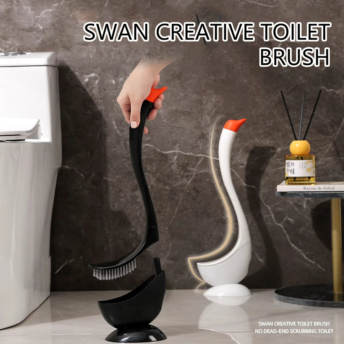 Elegant Swan-Shaped Toilet Brush &amp; Holder Set