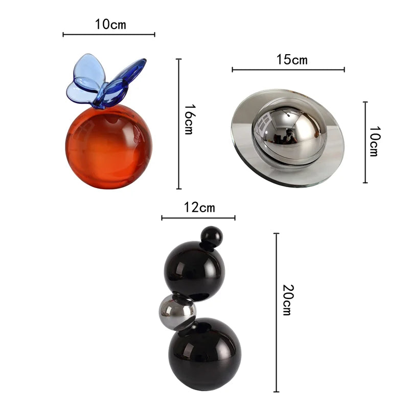 Modern Glass Butterfly and Planet Ball Ornaments