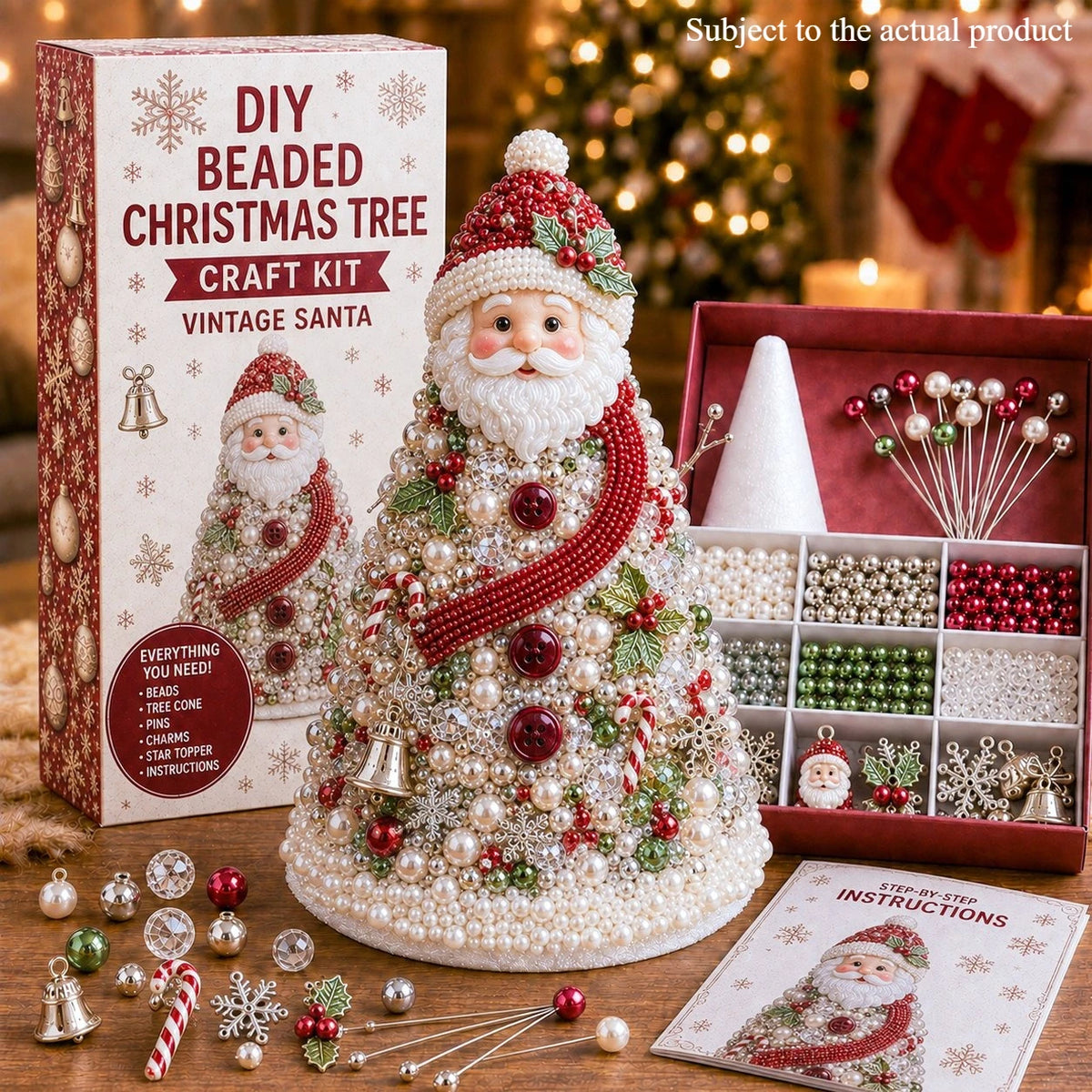 DIY Beaded Christmas Tree Craft Kit – Festive Tabletop Decor