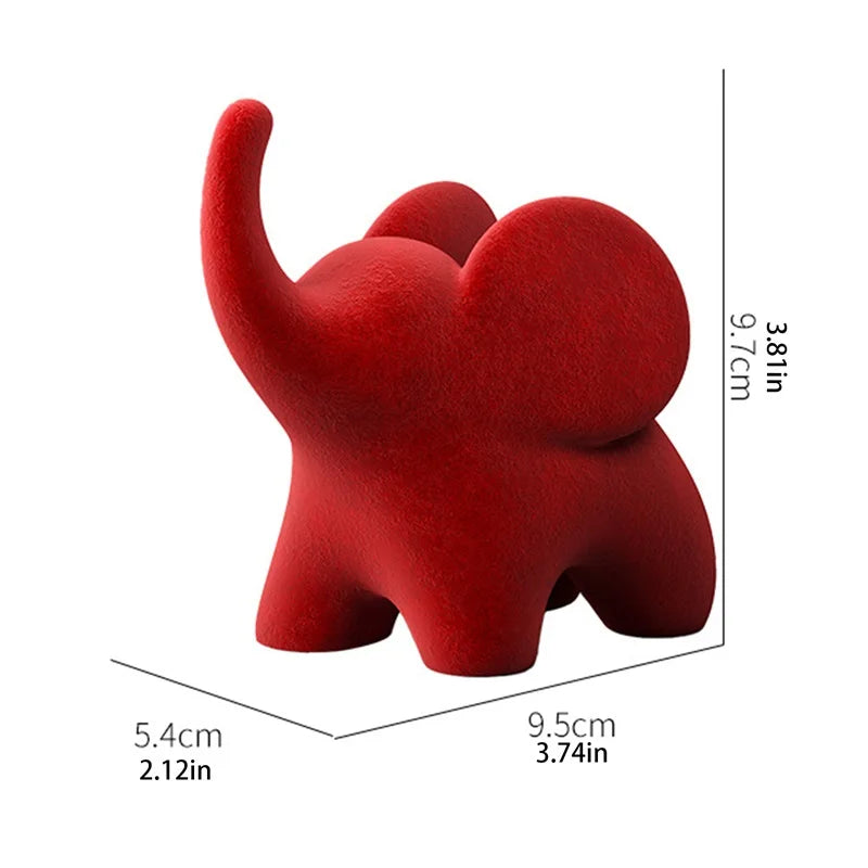 Flocked Elephant Figurines