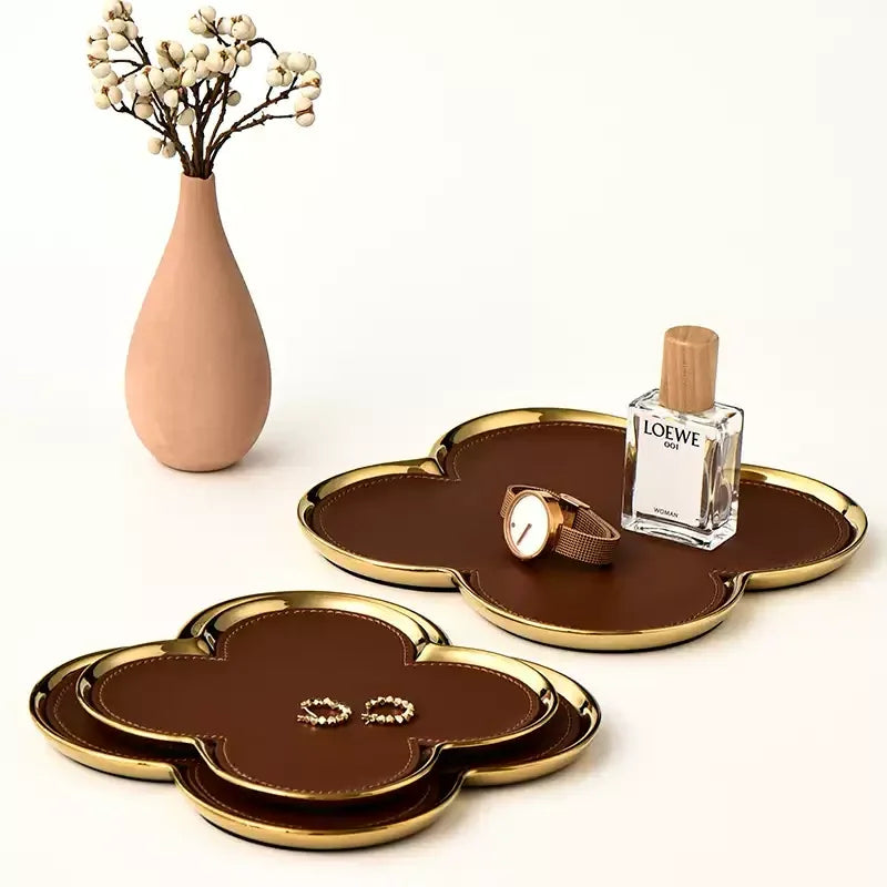 Luxury Leather Clover Tray