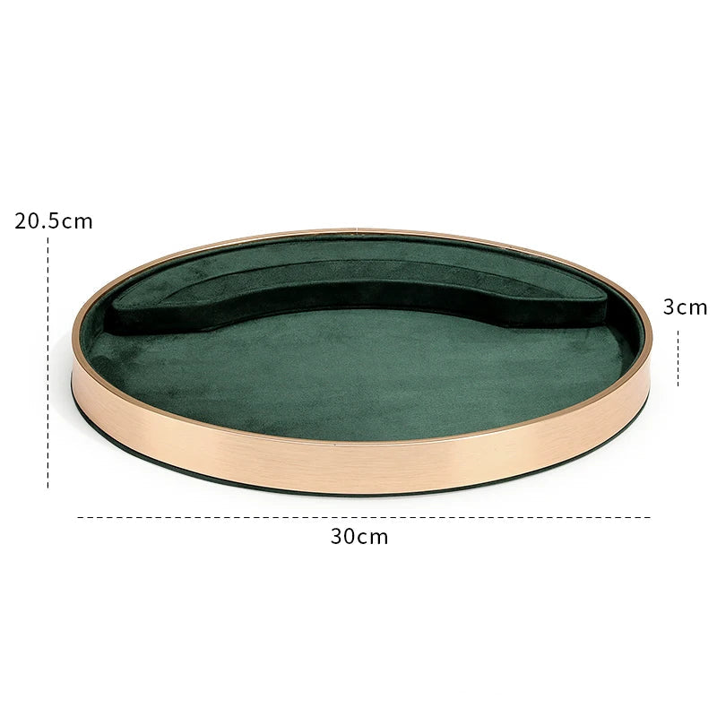 Oval Metal & Velvet Jewelry Organizer Tray