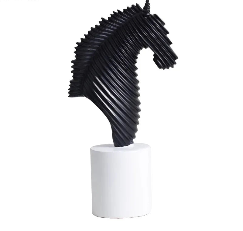 Abstract Striped Horse Head Statue