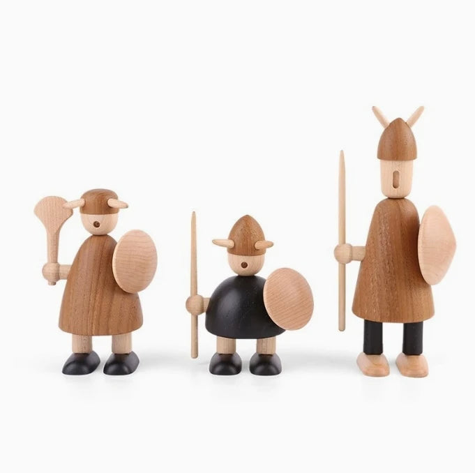 Viking-Style Wooden Figurine – Rustic Shelf Decor