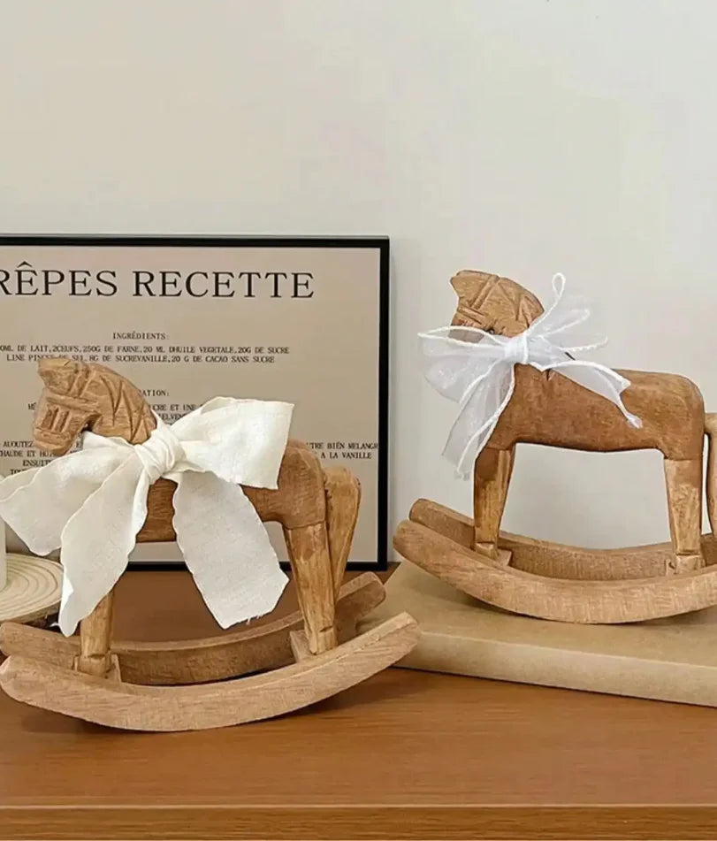 Hand-Carved Heirloom Wooden Rocking Horse Decor