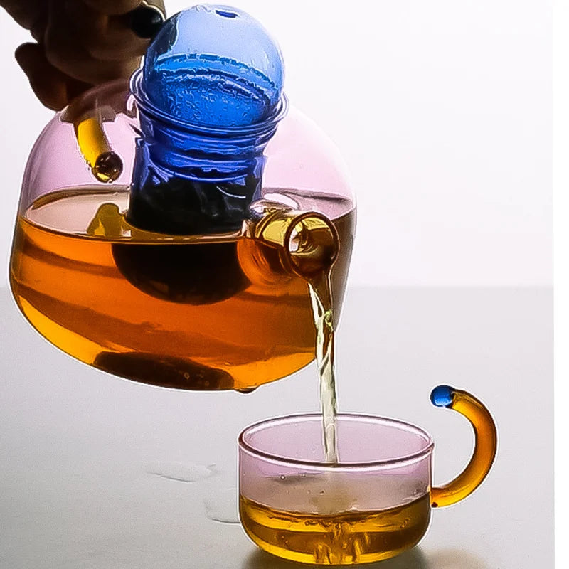 Contrasting Color Glass Tea Set