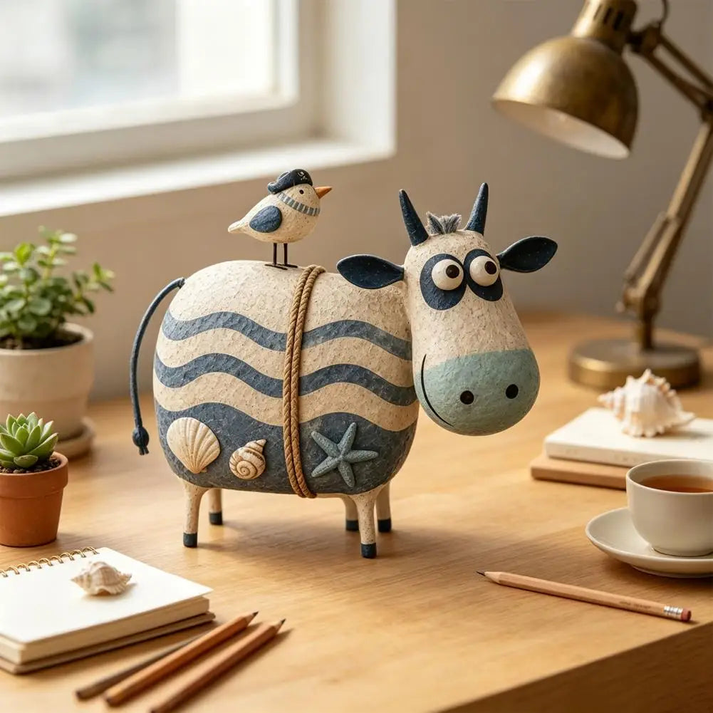 Rustic Farmhouse Cow Resin Statue