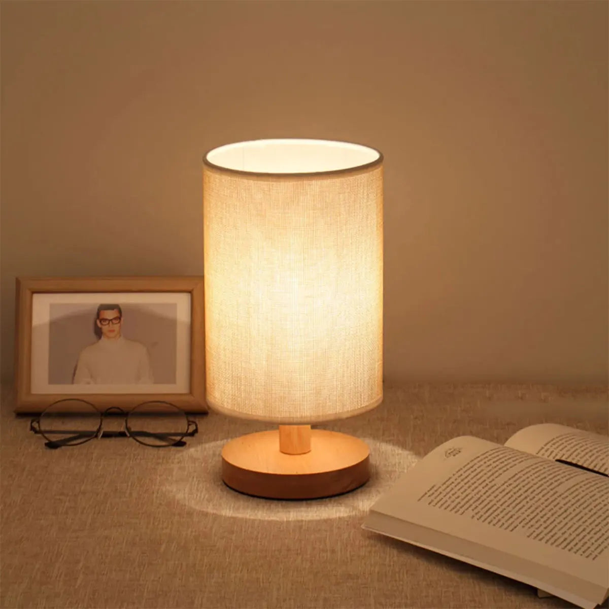 AuraGlow Wooden USB Table Lamp
