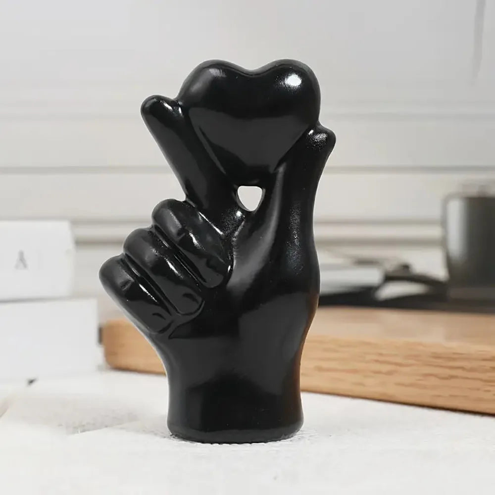Modern Heart Hand Gesture Sculpture