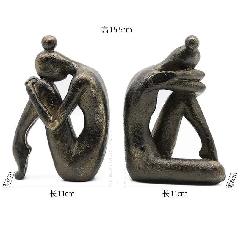 Modern Thinker Girl Statue - Abstract Character Home Decor