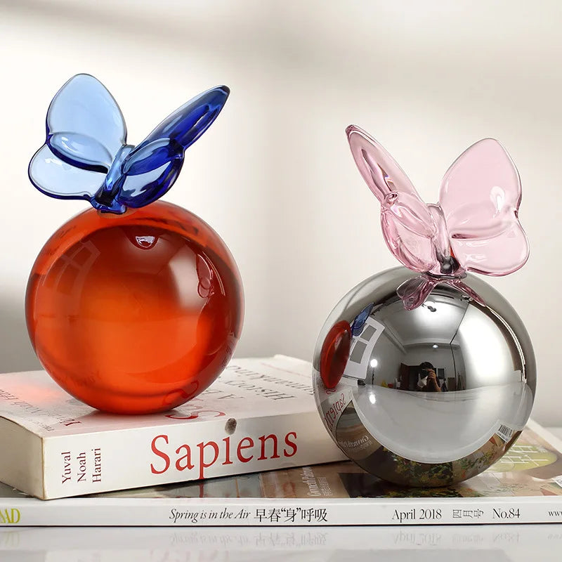 Modern Glass Butterfly and Planet Ball Ornaments