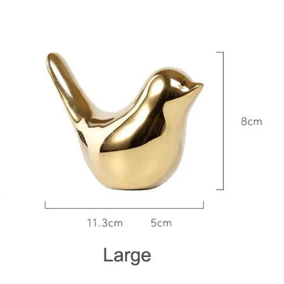 Nordic Ceramic Gold Bird Figurine Collection